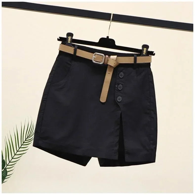 Ryselle | Dames Wickelrok-Short met Knopen en Zakken – Casual Minirok-Short