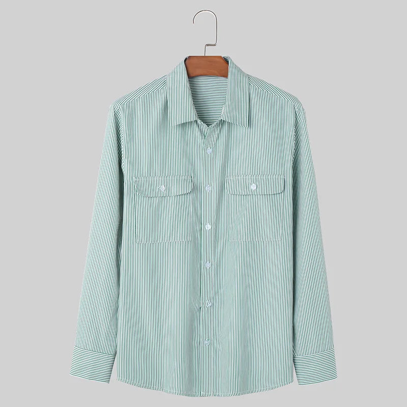 Carvin | Chemise à rayures oversize pour homme - Chemise à manches longues décontractée et habillée