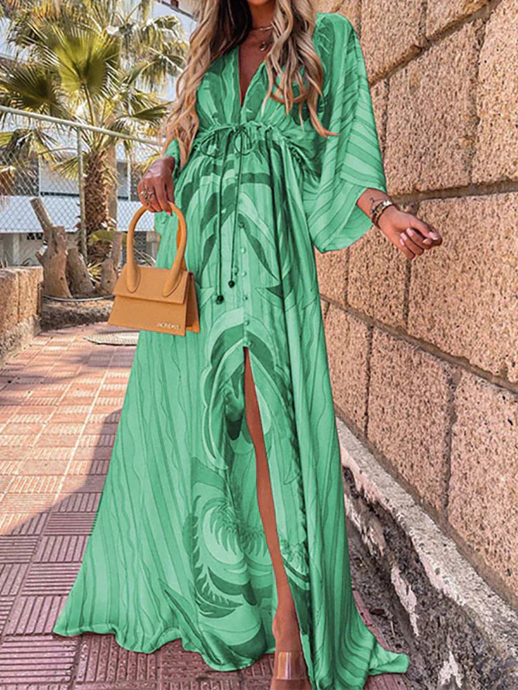 Jyra | Elegante geprinte strandjurk voor dames – zwierige zomerjurk