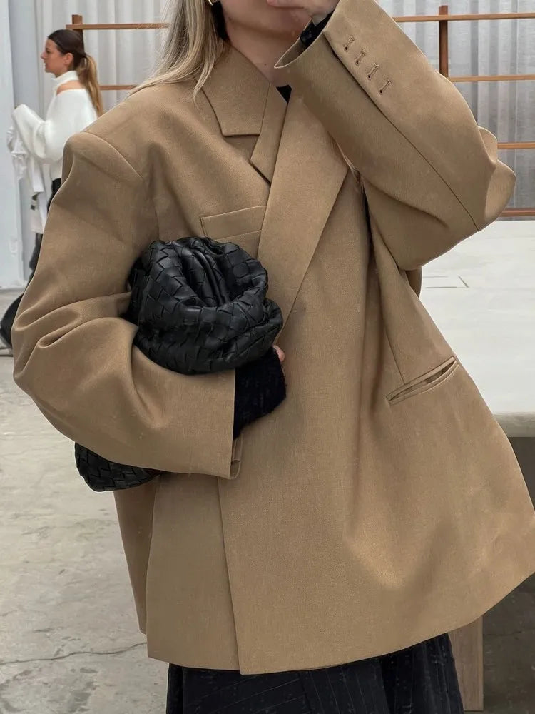 Prescilla | Blazer femme - Coupe décontractée, longueur longue, capuche crantée, style streetwear élégant
