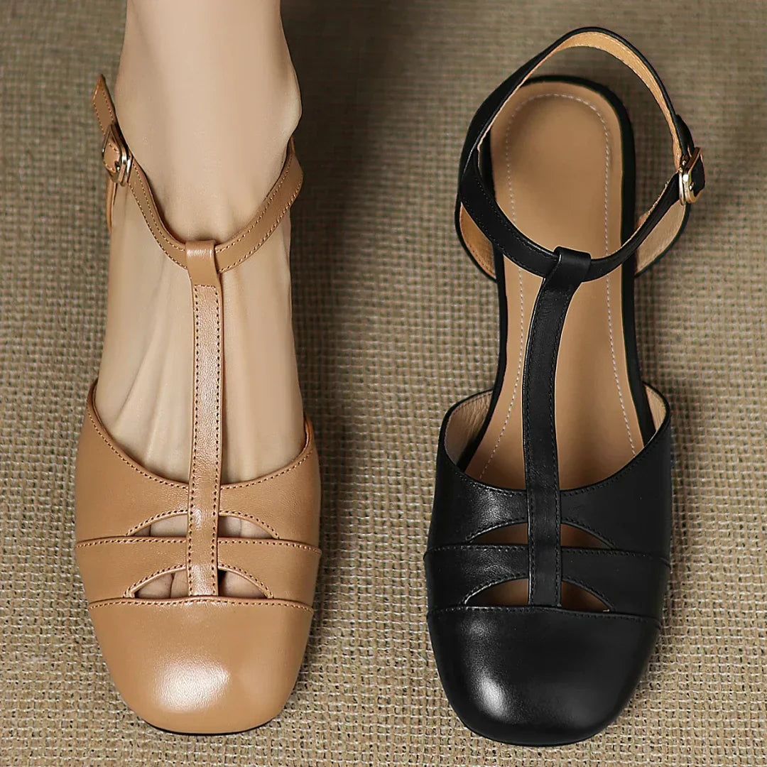 Mirelithae | Gebreide Leren Ballerina’s – Comfortabele Dames Schoenen voor Werk