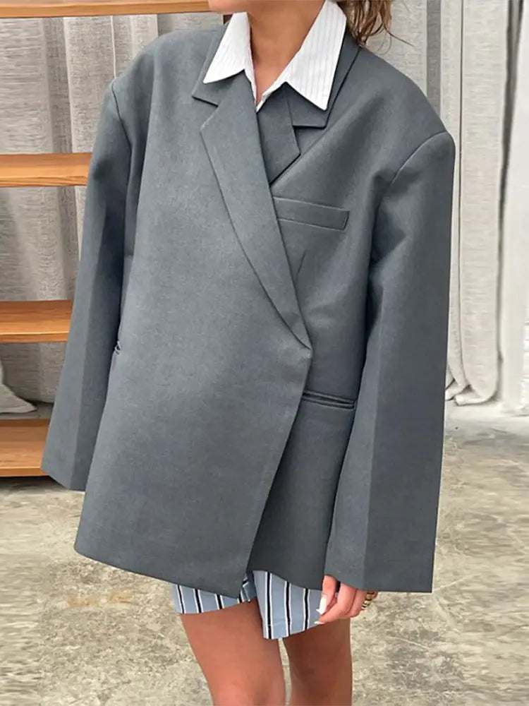 Prescilla | Blazer femme - Coupe décontractée, longueur longue, capuche crantée, style streetwear élégant