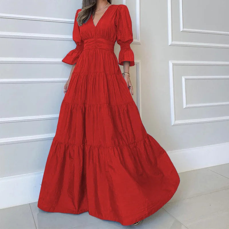 Aivy | cLange, elegante jurk voor dames – Gedrapeerde, zwierige maxi-avondjurk