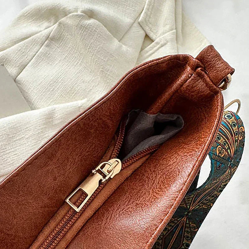 Classtra | Sac bandoulière classique en cuir, bandoulière ajustable à motifs, grande capacité