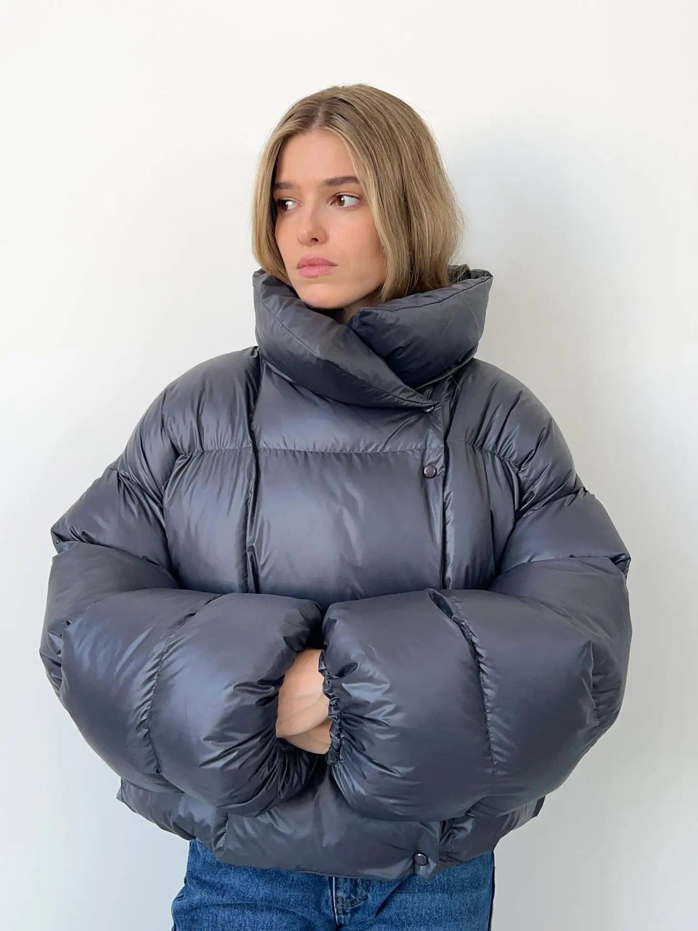 Elvaria | Doudoune épaisse pour femme – Veste d'hiver chaude à fermeture à boutons-pression, style décontracté pour l'extérieur