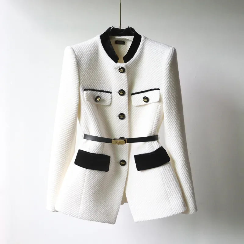 Maelis | Manteau intemporel pour femme, manches longues, coupe classique, mélange de laine, vêtement d'extérieur élégant