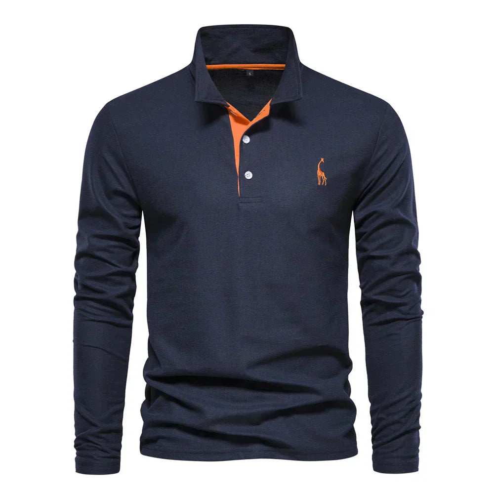 Norvik | Polo met lange mouwen voor heren – Casual regular fit katoenen polo