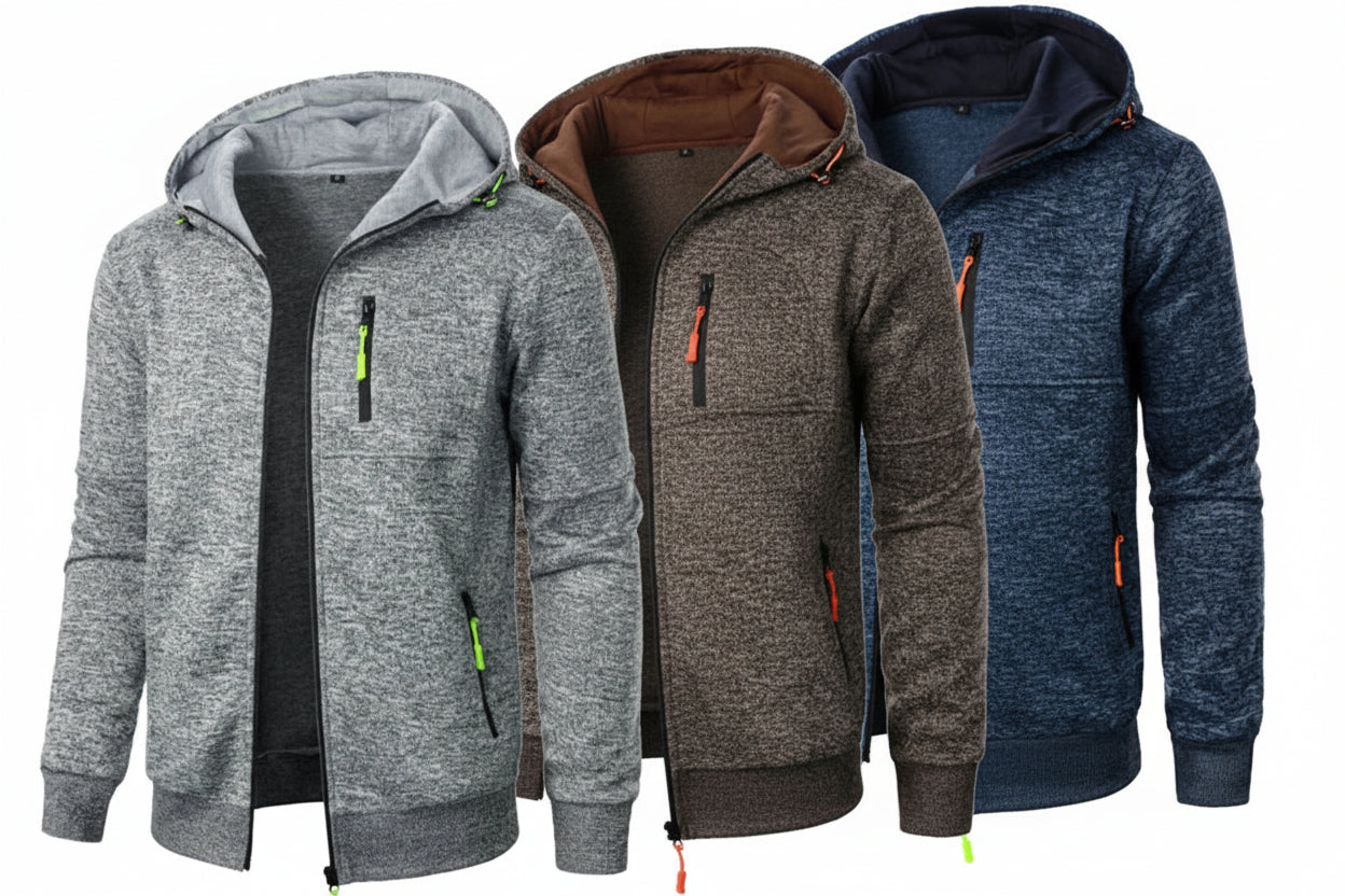 Varric | Casual fleecejas voor heren met capuchon, volledige ritssluiting, lichtgewicht streetwear-trui
