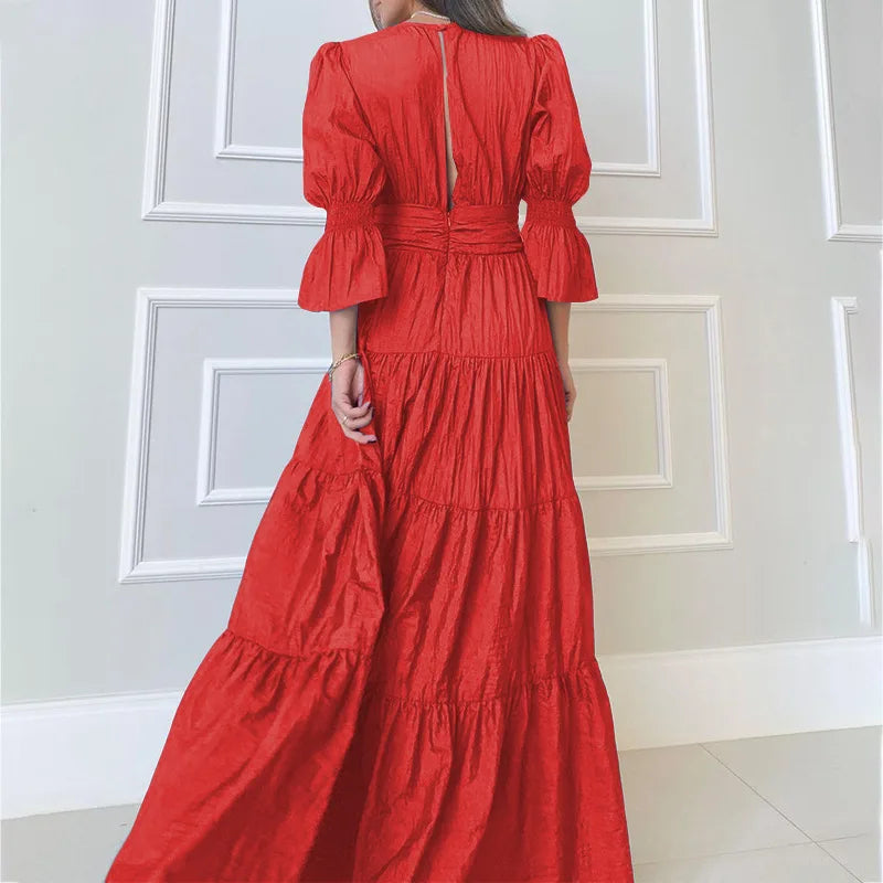 Aivy | cLange, elegante jurk voor dames – Gedrapeerde, zwierige maxi-avondjurk