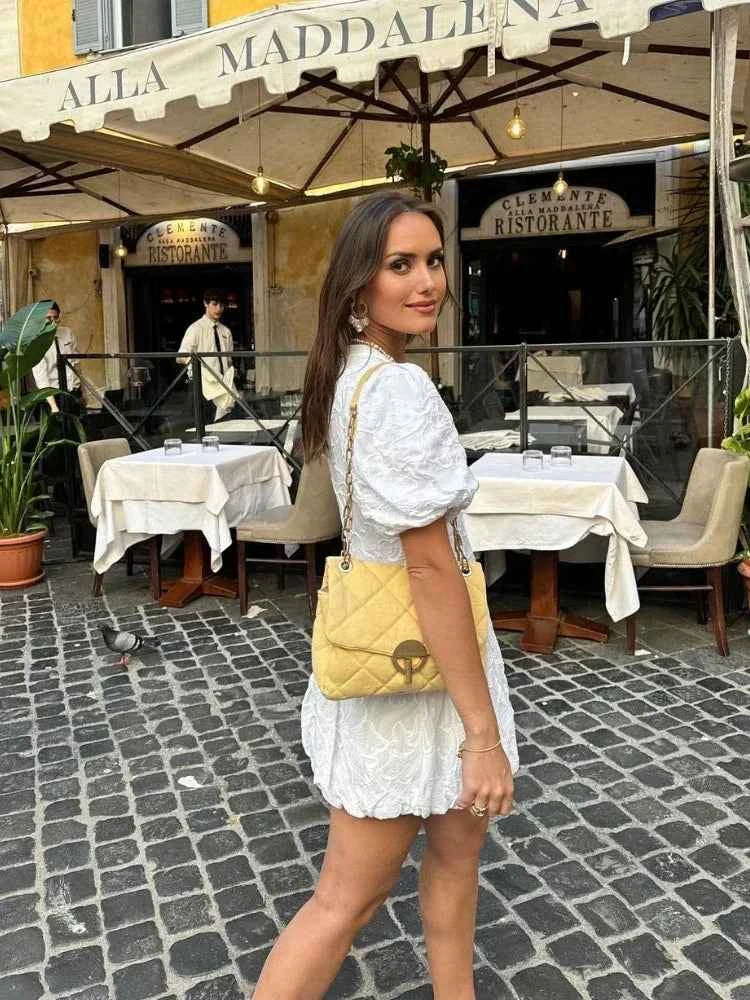 Vireza | Dames Romantische Zomerjurk met Bloemenprint, Pofmouwen & Samengeplooide Zoom