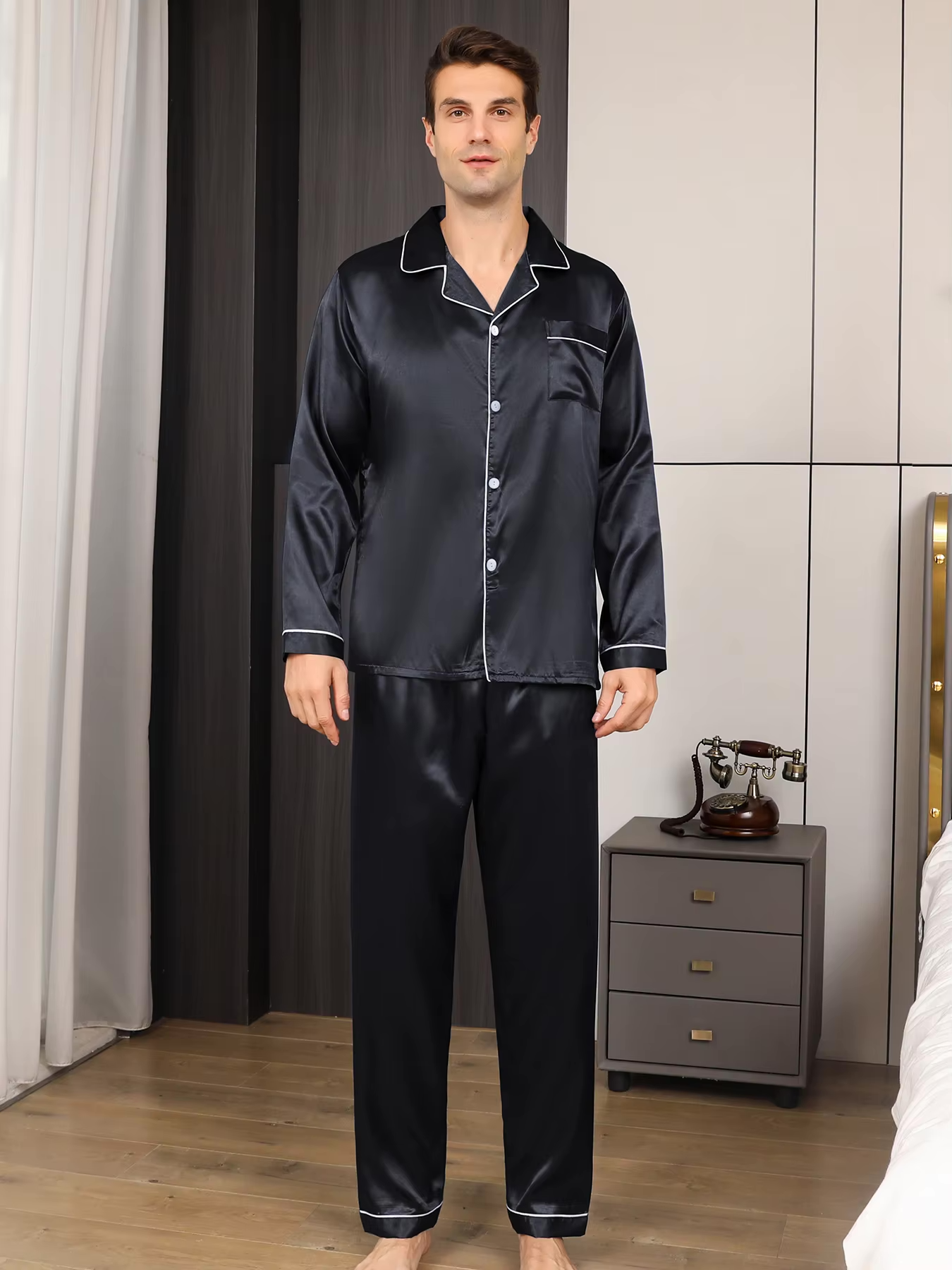 Oryan | Heren Luxe Satijnen Pyjama Set – Zijdezacht