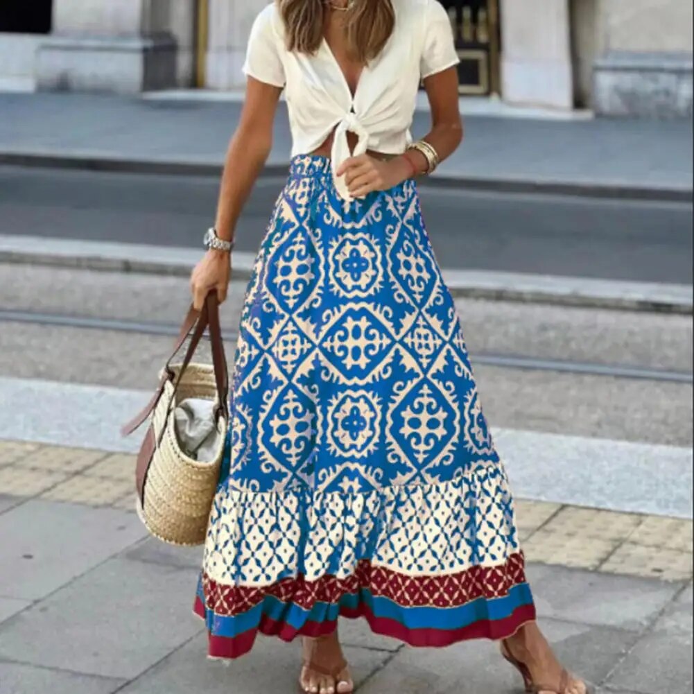 Zylae | Zomerrok voor dames – Soepelvallende midirok, casual A-lijnrok met hoge taille