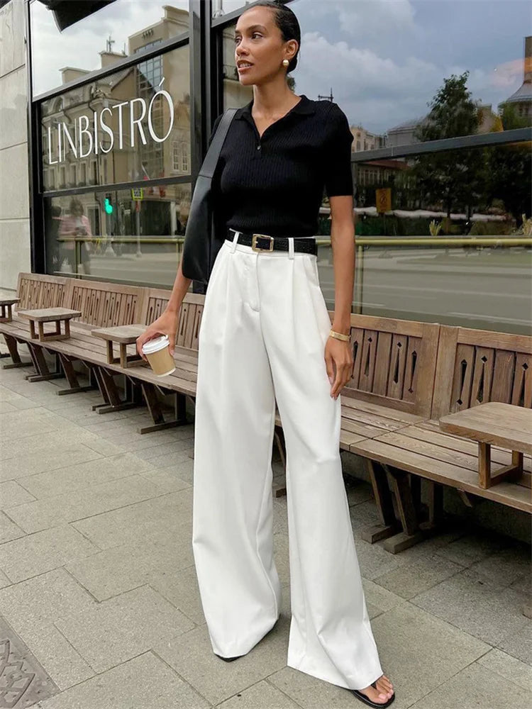 Kian | Dames casual witte chino – lichtgewicht slim fit katoenen stretch broek