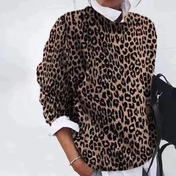 Luvina | Damestrui met print – elegante gebreide pullover met lange mouwen