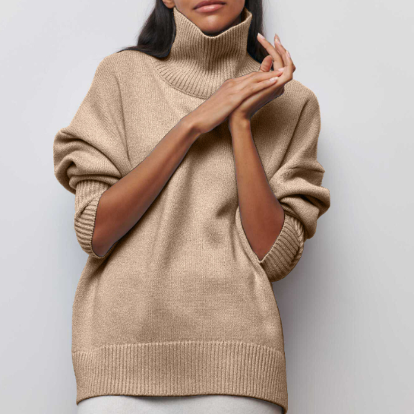 Nerisse | Klassischer Rollkragenpullover für Damen, lockere Passform, weiches Strickmaterial, lässiges Oberteil für Herbst und Winter