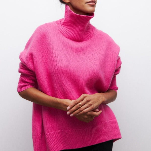 Nerisse | Klassischer Rollkragenpullover für Damen, lockere Passform, weiches Strickmaterial, lässiges Oberteil für Herbst und Winter