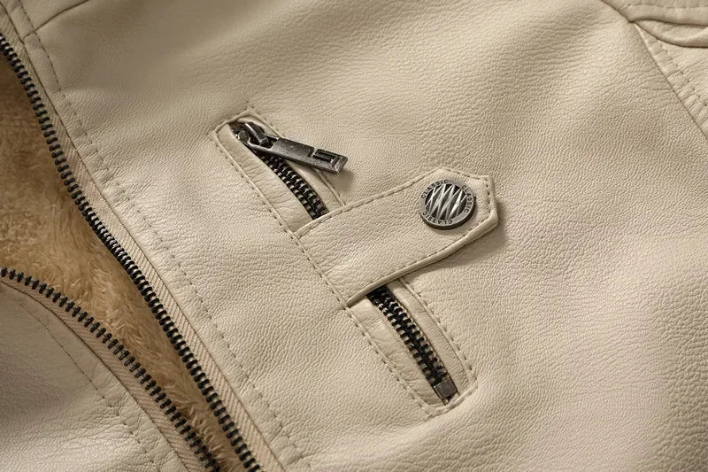 Eryk | Herenleren jas met capuchon, fleecevoering, casual streetwear, buitenkleding voor alle seizoenen