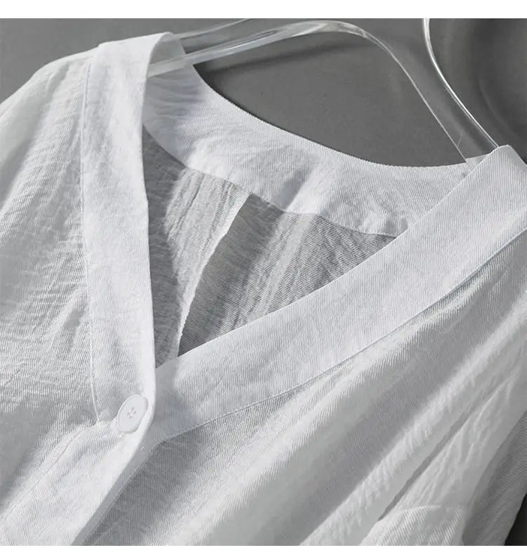 Azelia | Dames Blouse van Linnenmix – Luchtige Top met Lange Mouwen en Ballonmouwen