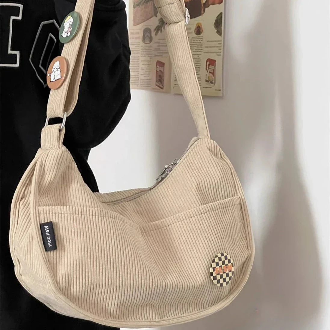 Cordelle | Corduroy crossbodytas, verstelbare riem, chique draagtas, lichtgewicht handtas