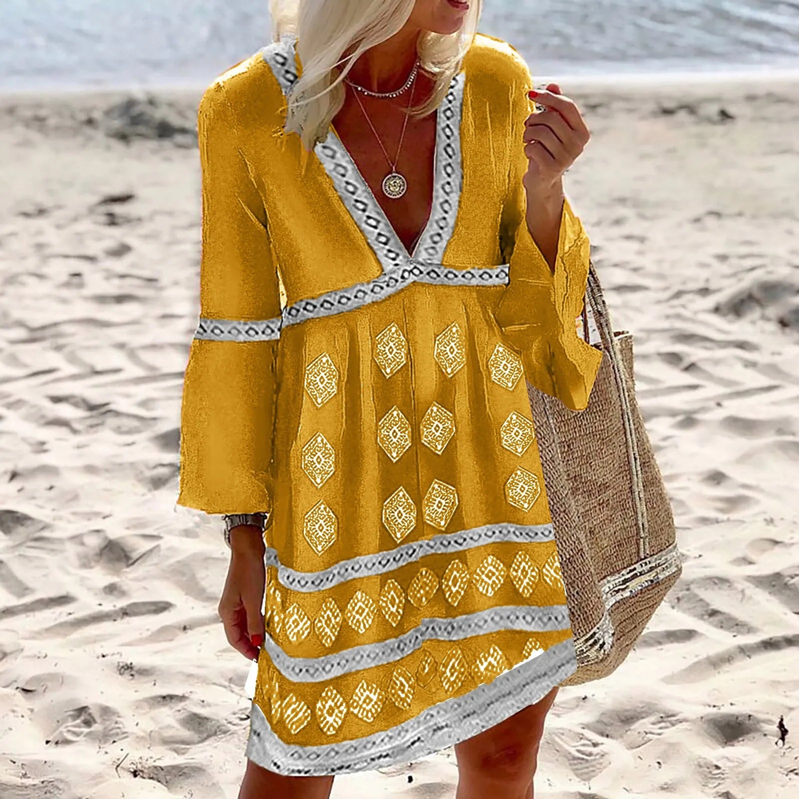 Darima | Zomerjurk voor dames – maxi-jurk met vleermuismouwen, strandjurk, lichtgewicht en elegant