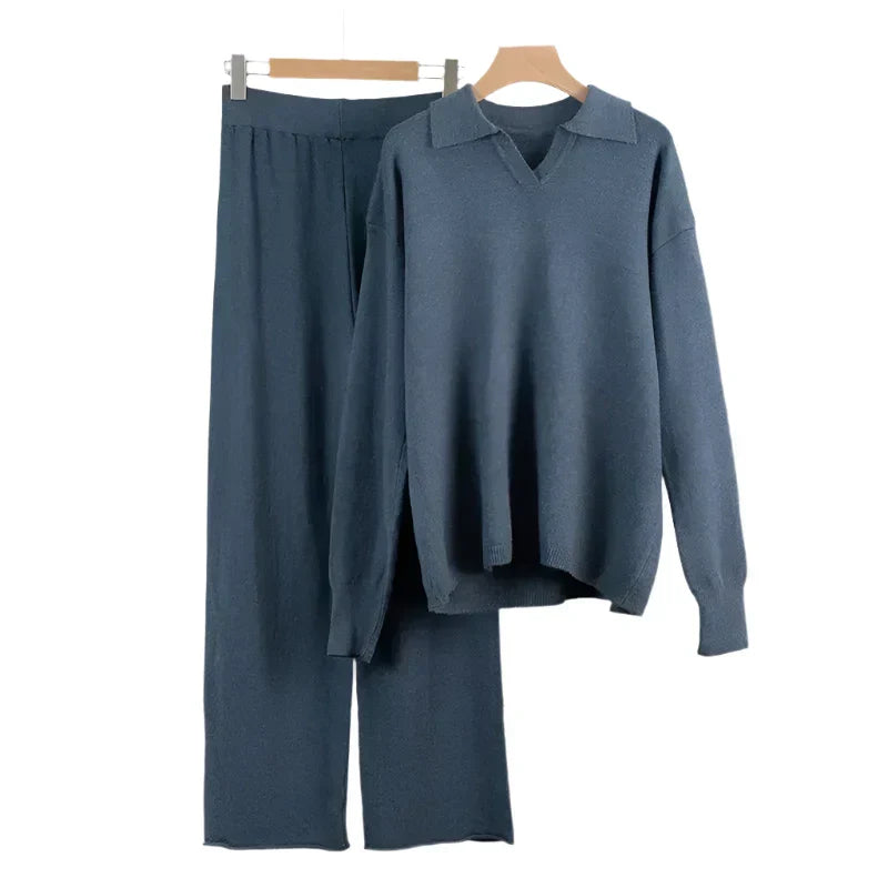 Norelia | Ensemble de détente 2 pièces en maille pour femme, pull et pantalon, tenue décontractée et confortable