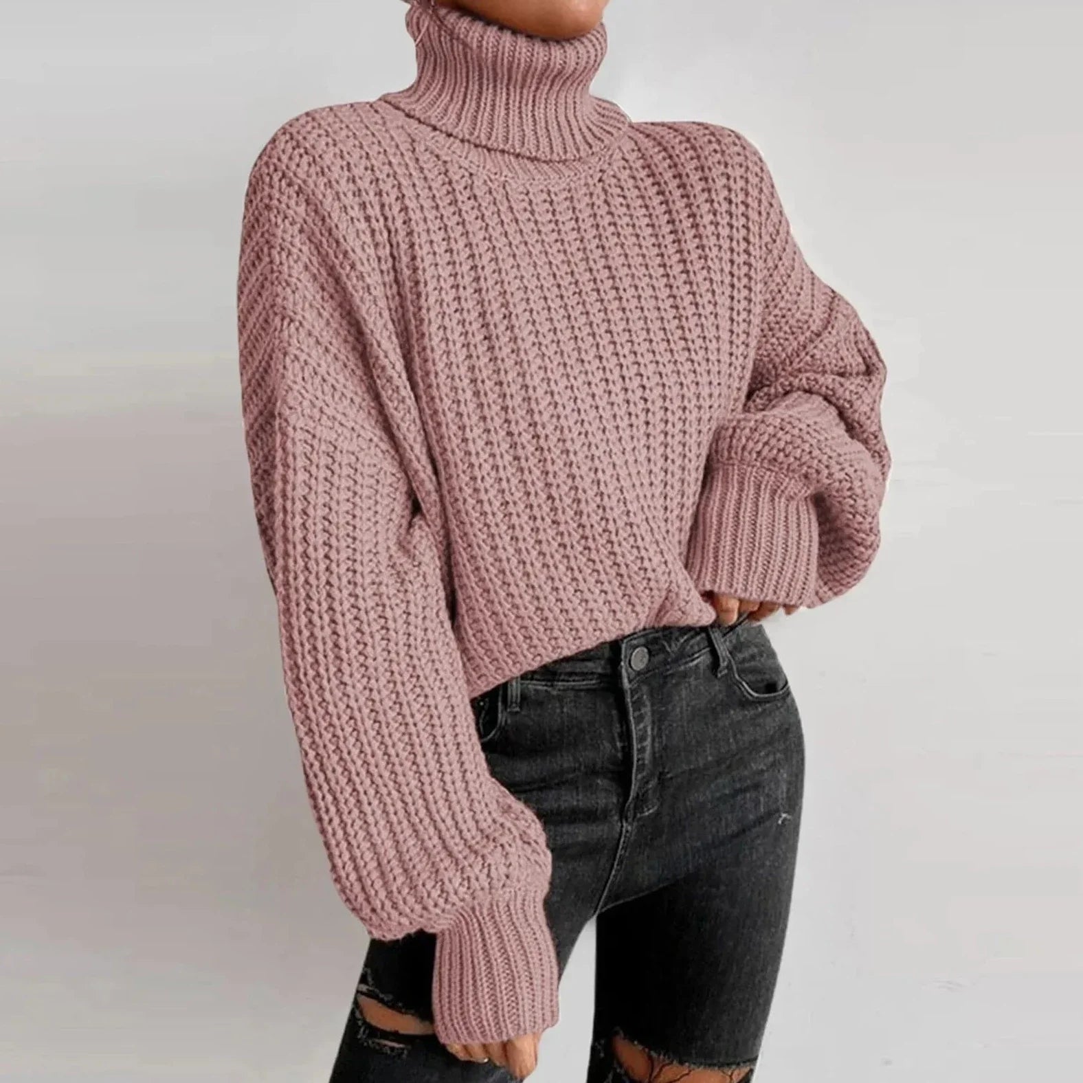 Mireilla | Oversized Strickrollkragenpullover für Damen – dicker Pullover, weicher Winterpullover