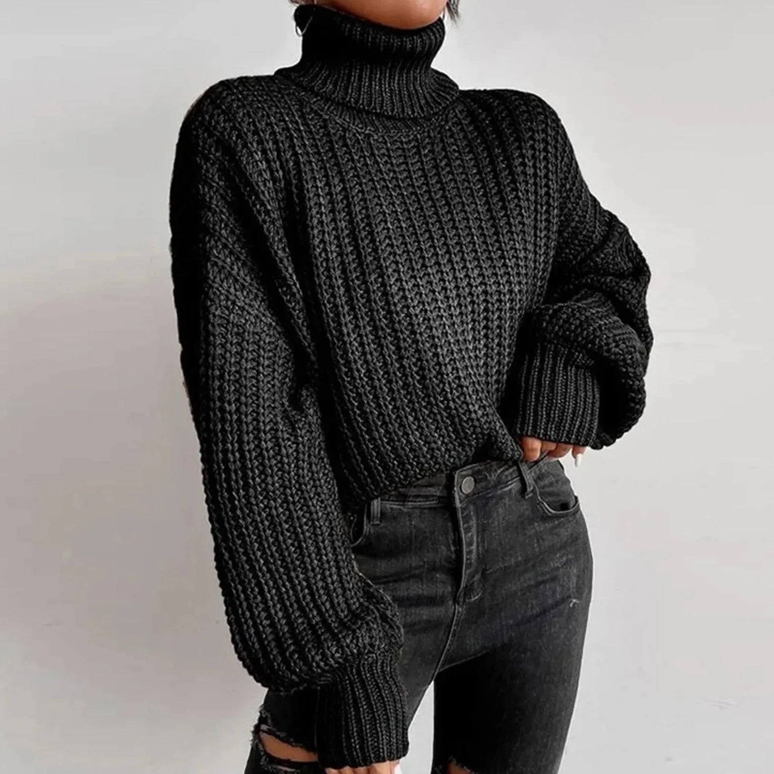 Mireilla | Oversized Strickrollkragenpullover für Damen – dicker Pullover, weicher Winterpullover