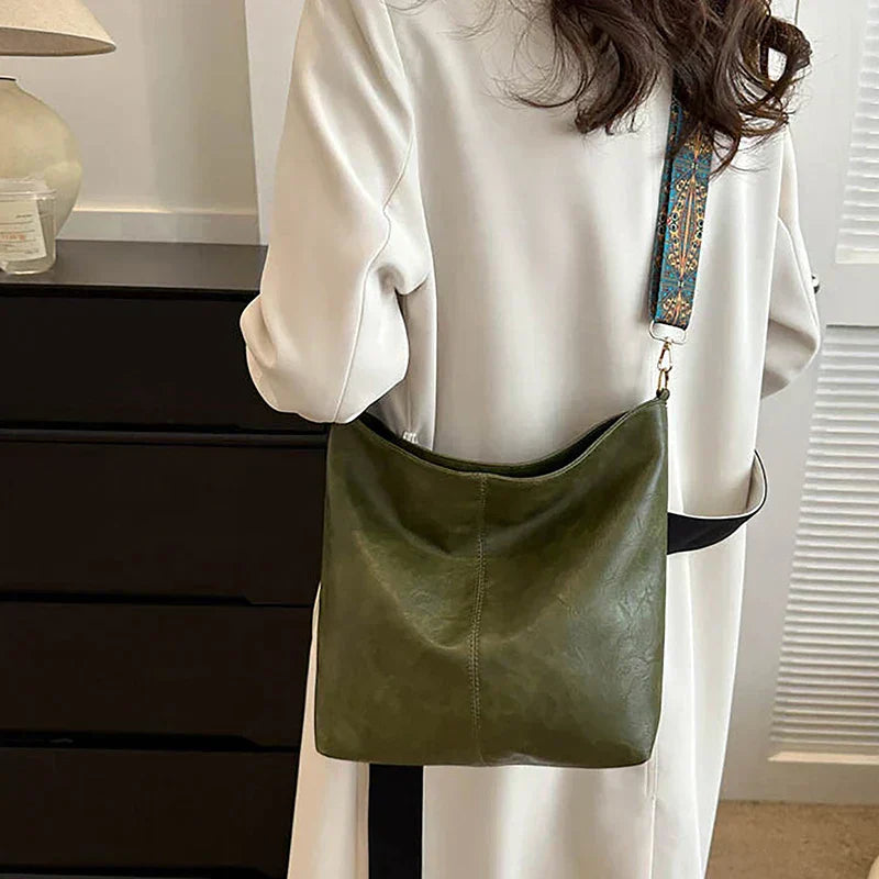 Classtra | Sac bandoulière classique en cuir, bandoulière ajustable à motifs, grande capacité