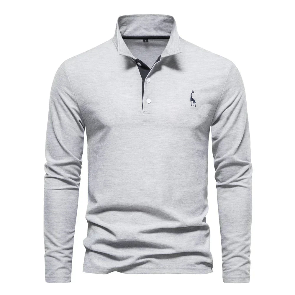 Norvik | Polo met lange mouwen voor heren – Casual regular fit katoenen polo