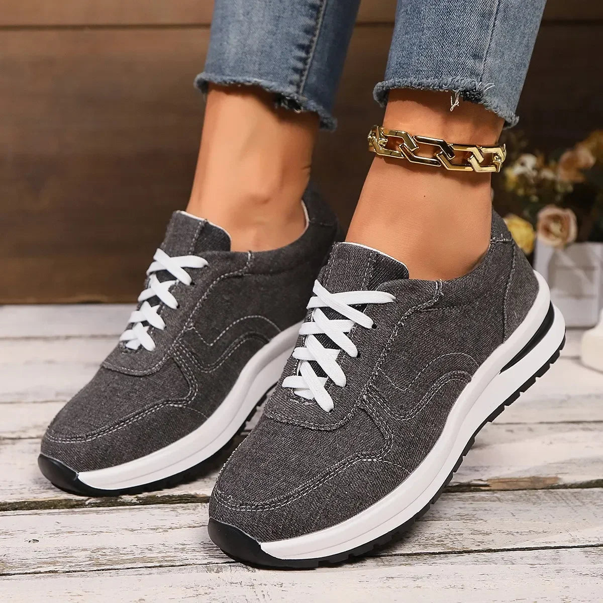 Bluette | Denim-Sneaker für Damen, lässige Schuhe, atmungsaktiv, stylisch