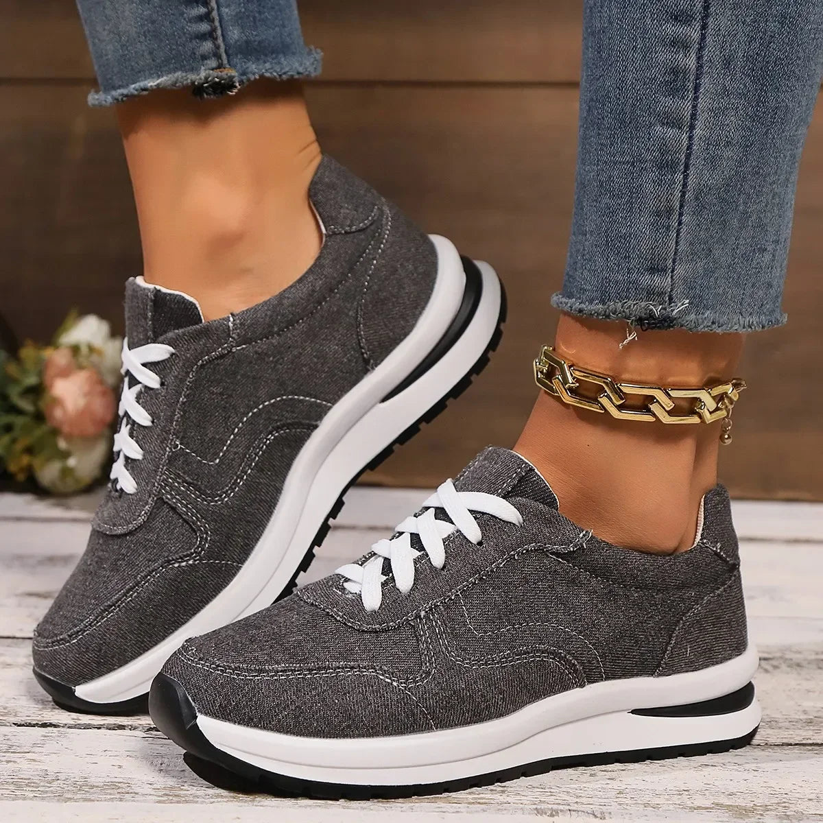 Bluette | Denim-Sneaker für Damen, lässige Schuhe, atmungsaktiv, stylisch