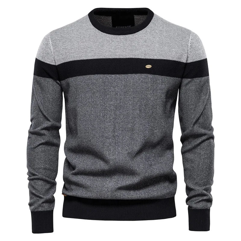 Pryce | Driekleurige trui met ronde hals voor heren – Premium casual gebreide pullover