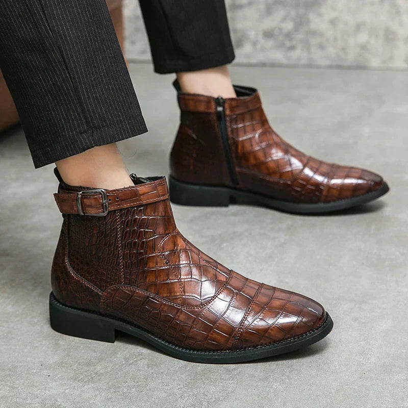 StrideMax | Orthopedische leren herenschoenen met gesp – Handgemaakt, elegant casual en formeel schoeisel