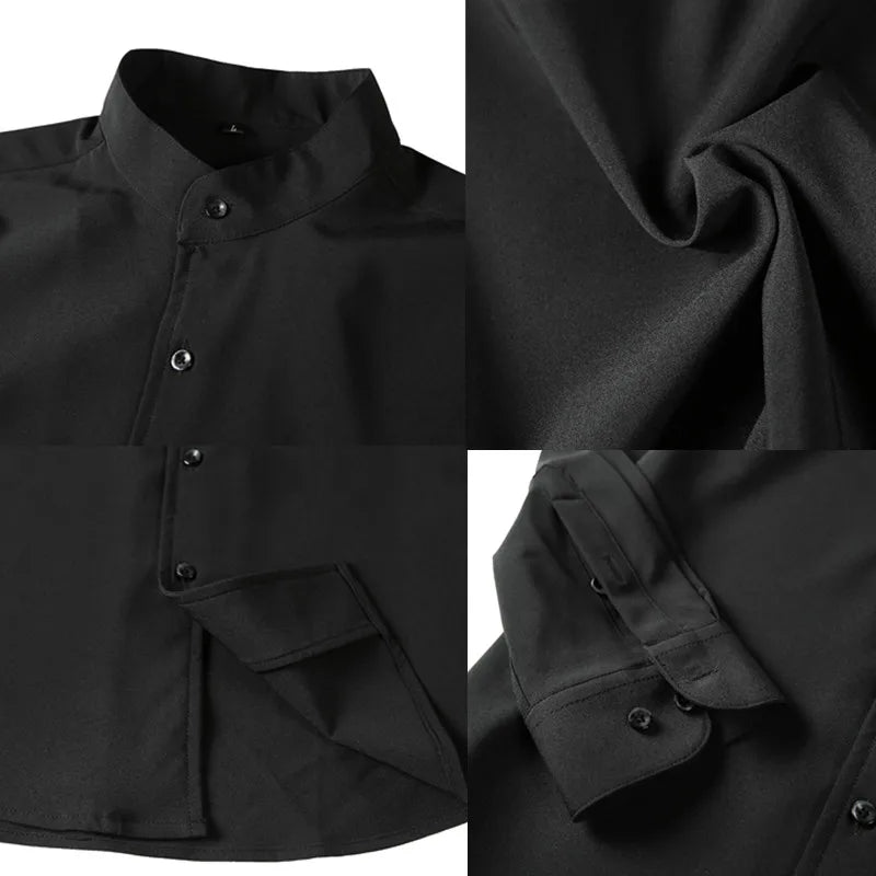 Phileas | Chemise homme à manches longues, col montant, coupe ajustée, idéale pour les mariages et les occasions professionnelles