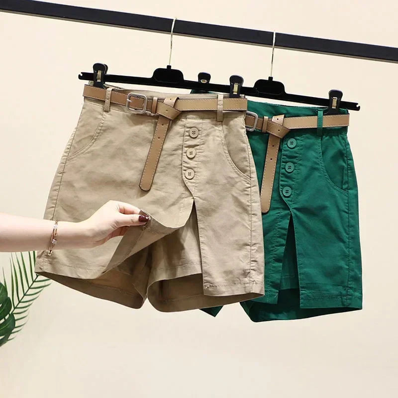 Ryselle | Dames Wickelrok-Short met Knopen en Zakken – Casual Minirok-Short