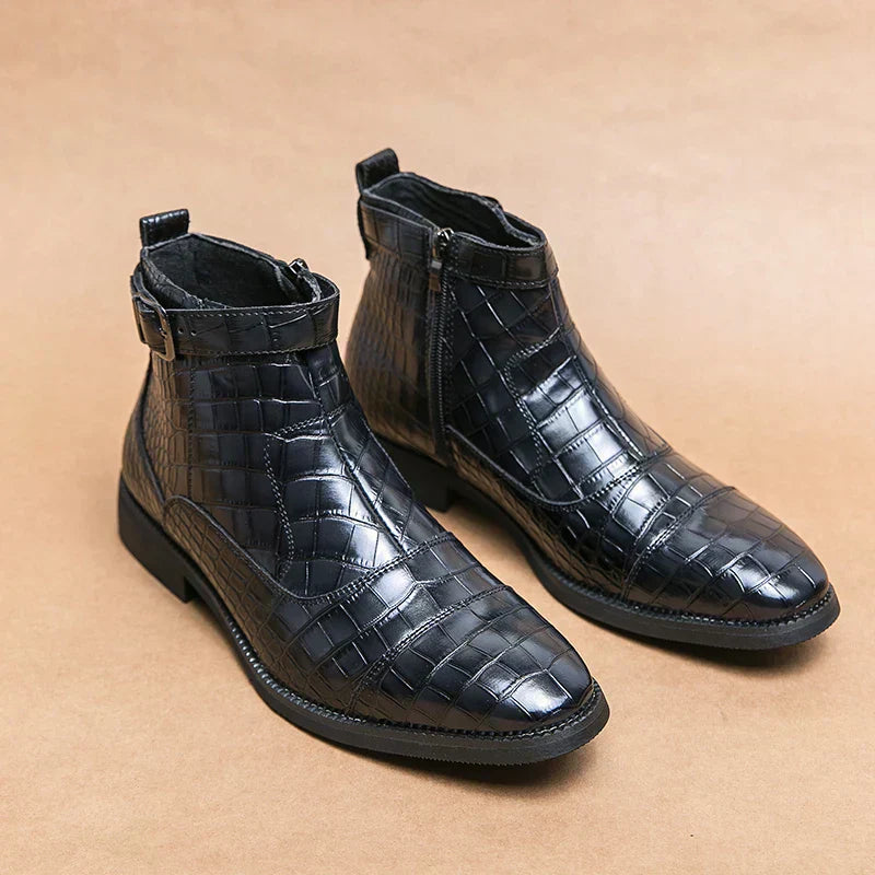 StrideMax | Orthopedische leren herenschoenen met gesp – Handgemaakt, elegant casual en formeel schoeisel