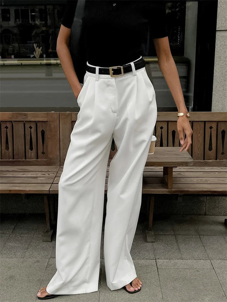 Kian | Dames casual witte chino – lichtgewicht slim fit katoenen stretch broek