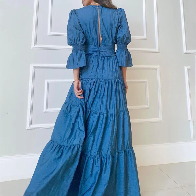 Aivy | cLange, elegante jurk voor dames – Gedrapeerde, zwierige maxi-avondjurk