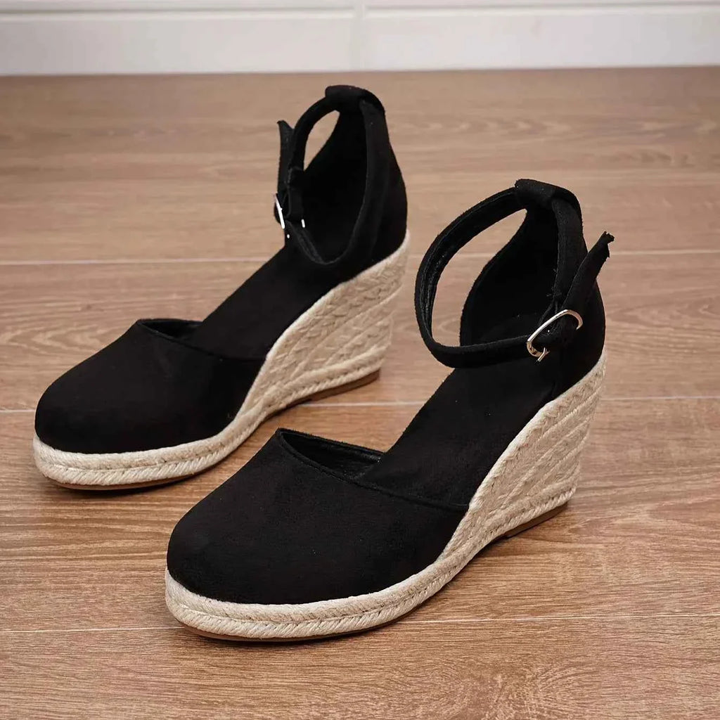 StepCharm | Dames suède espadrille sleehakken – enkelbandje, zomerse hakken
