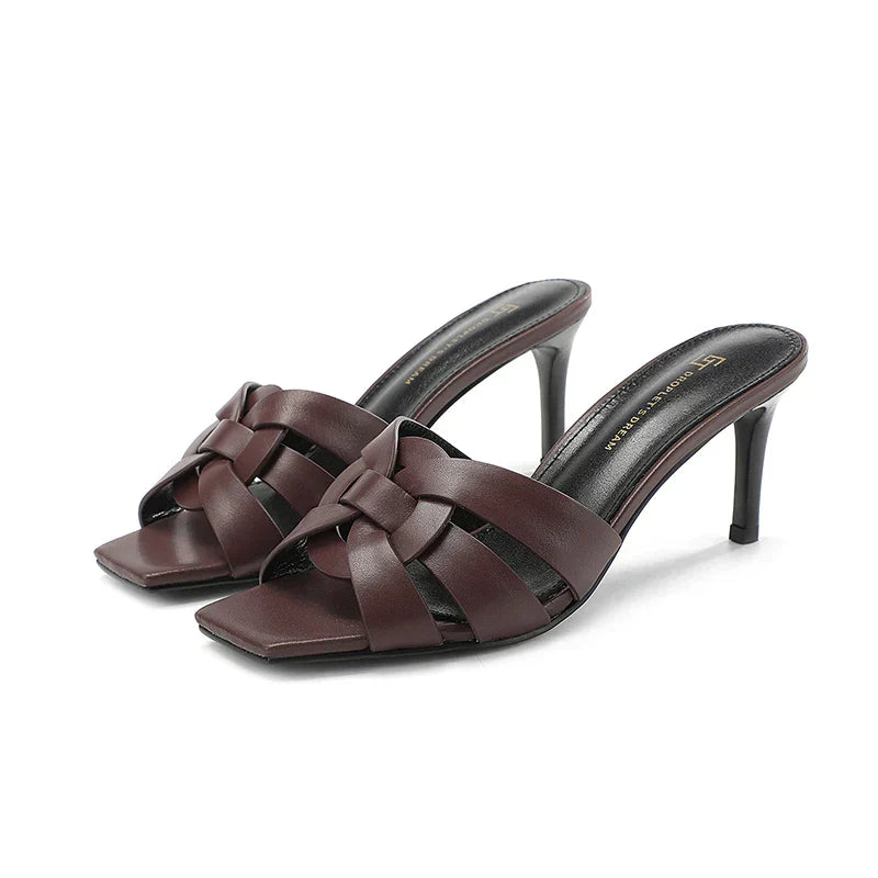 Galiora | Leren muiltjes met hak voor dames – Elegante instapschoenen