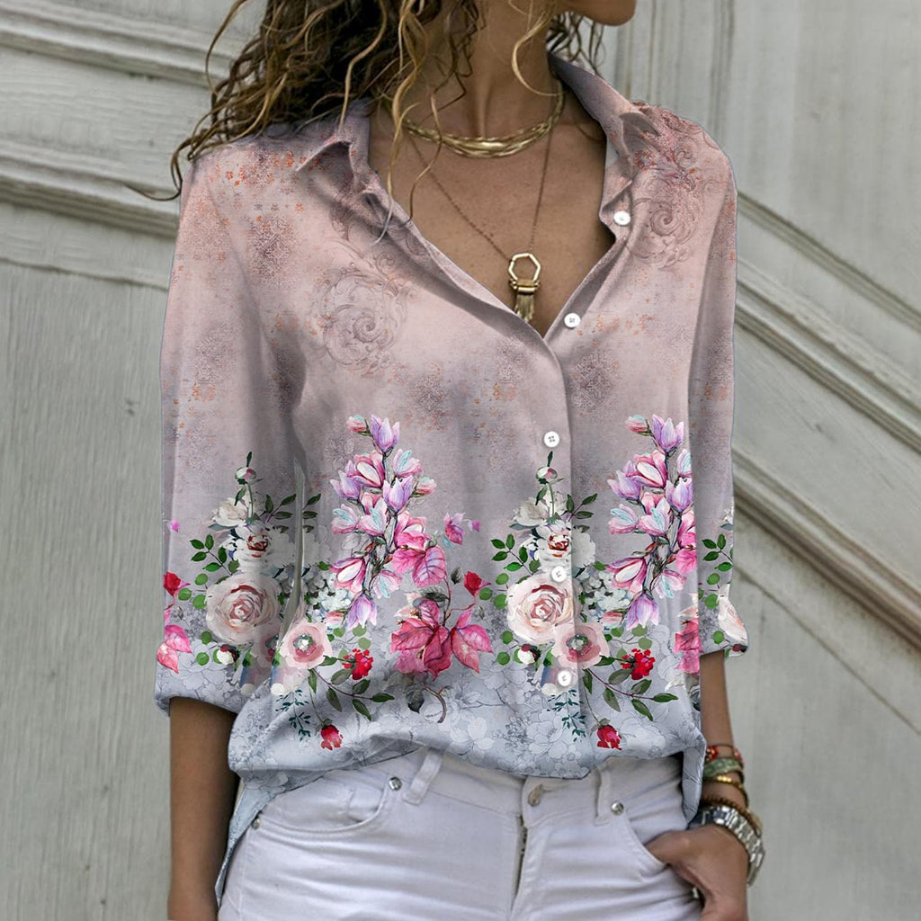 Nyrelle | Elegant damesoverhemd met print – Casual, lichtgewicht blouse met lange mouwen