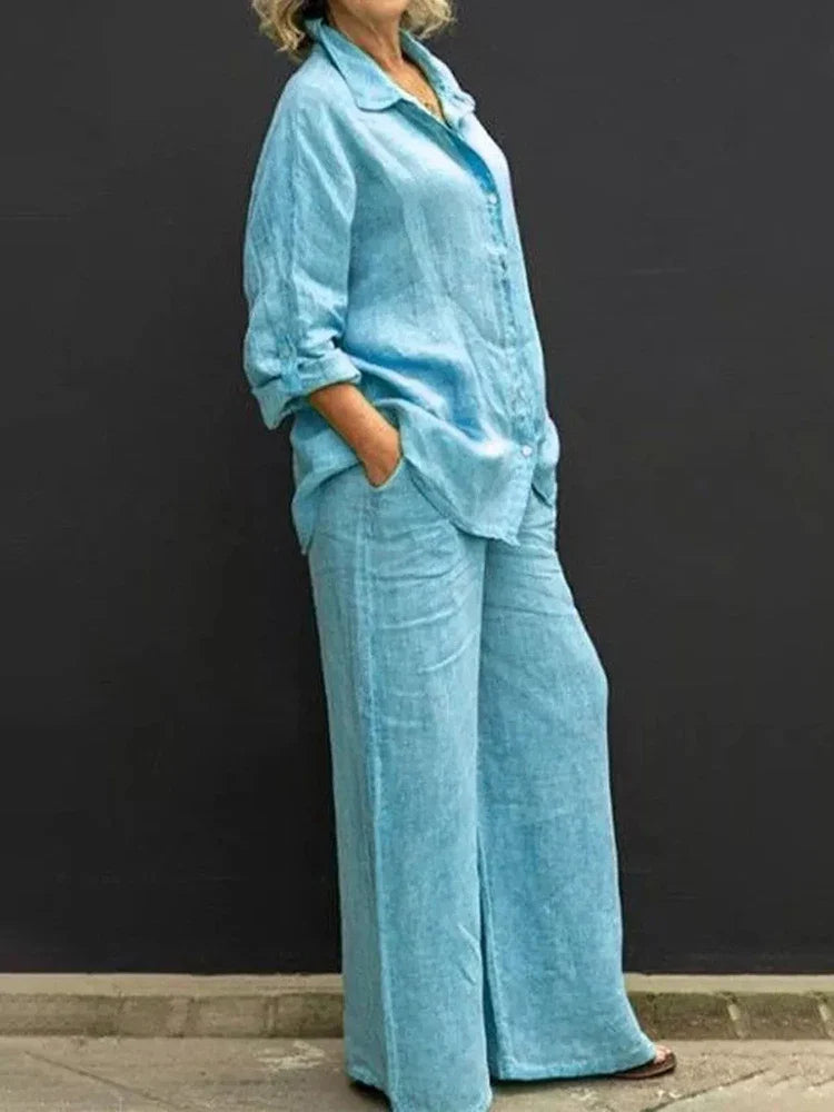 Felyn | Casual linnen set – Vintage zomerse outfit voor dames met losse pasvorm