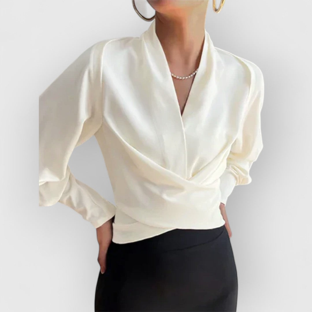 Kairina | Elegante damesblouse met pofmouwen – Stijlvolle top met lange mouwen en ruches