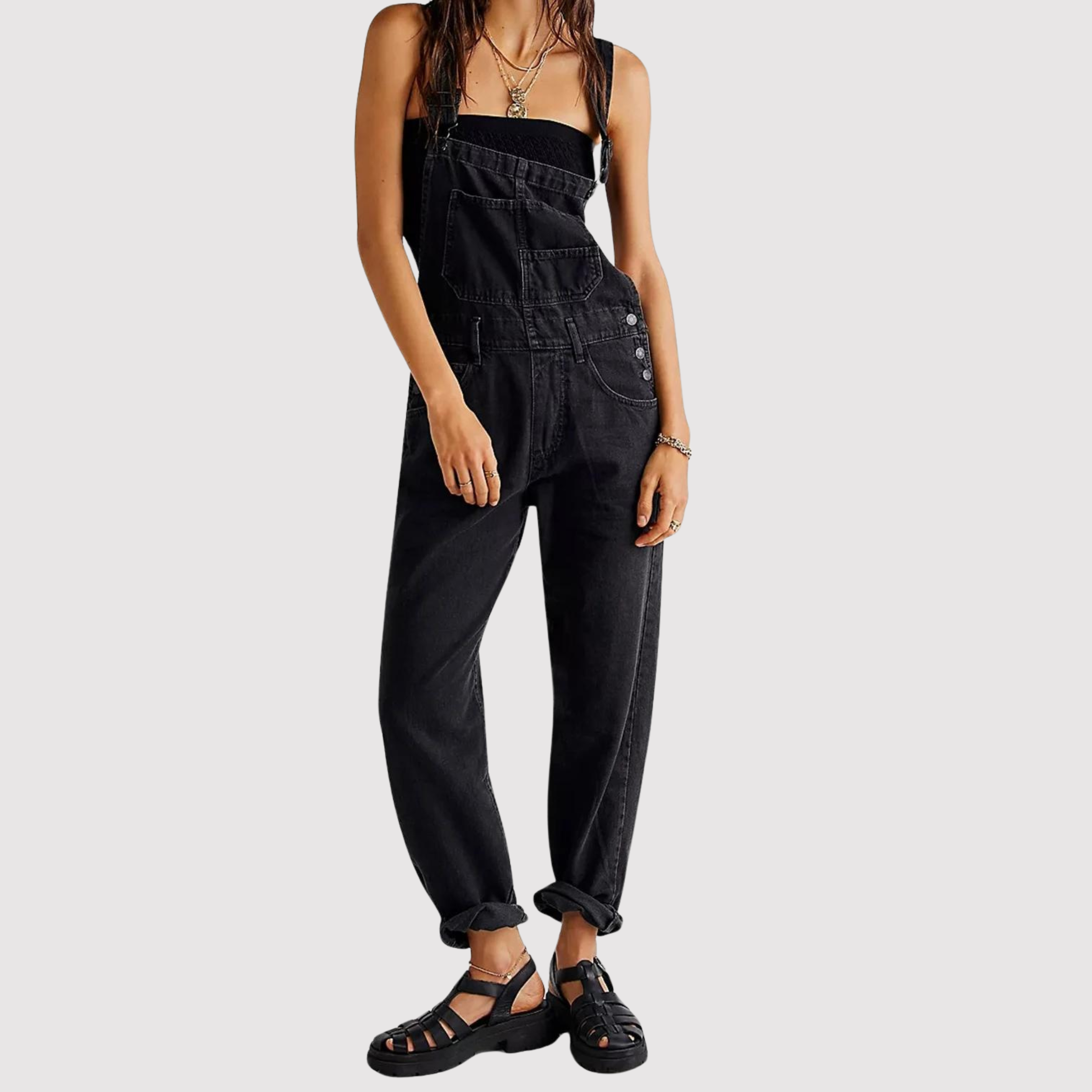 Yvera | Denimoverall met wijde pijpen voor dames – Casual, ruimvallende denim jumpsuit