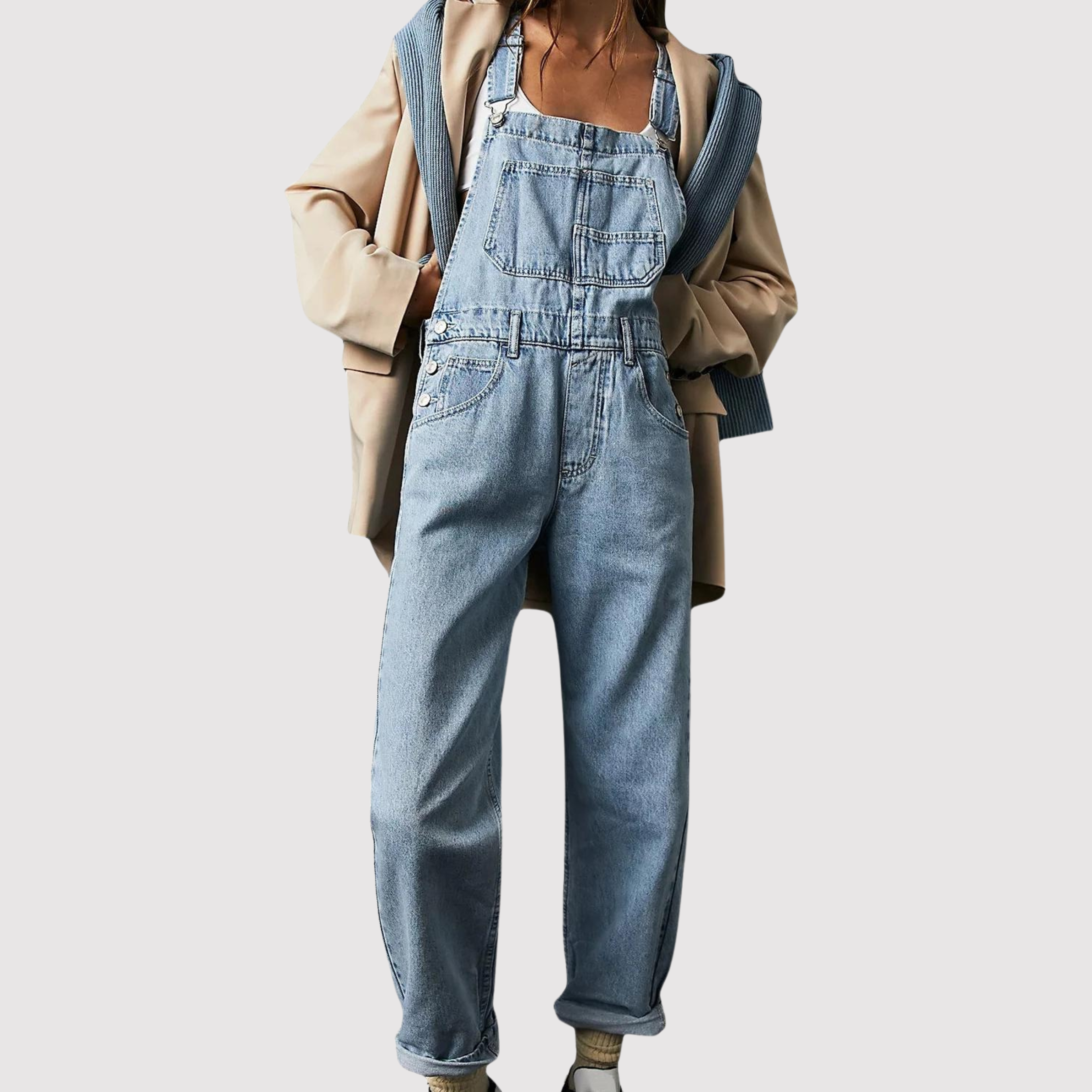 Yvera | Denimoverall met wijde pijpen voor dames – Casual, ruimvallende denim jumpsuit