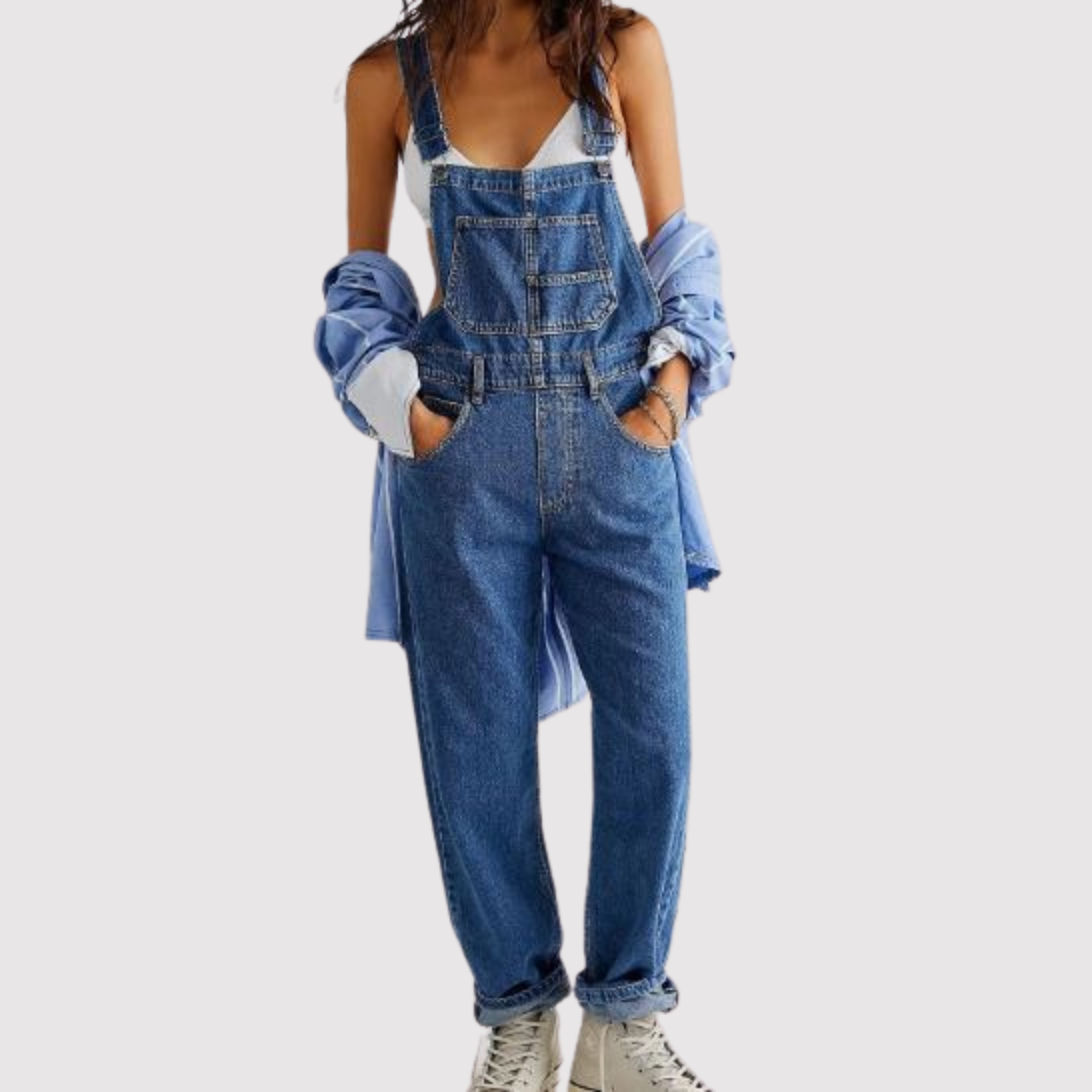 Yvera | Denimoverall met wijde pijpen voor dames – Casual, ruimvallende denim jumpsuit