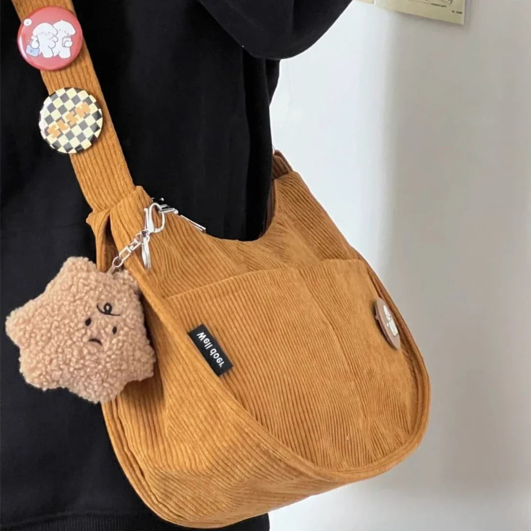 Cordelle | Corduroy crossbodytas, verstelbare riem, chique draagtas, lichtgewicht handtas