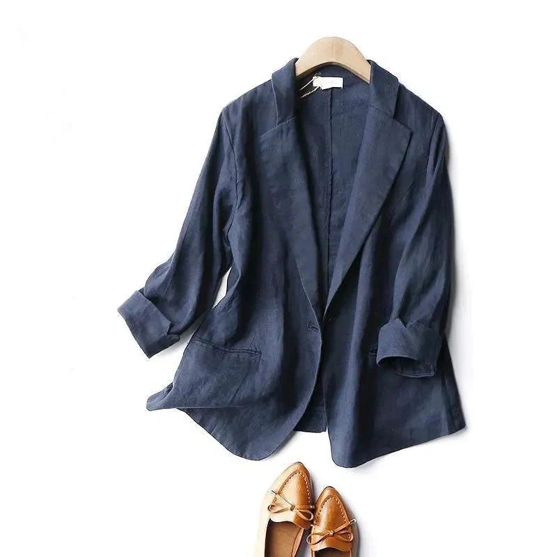 Silvia | Blazer élégant en lin pour femme - Veste cintrée légère, idéale pour le travail et les loisirs