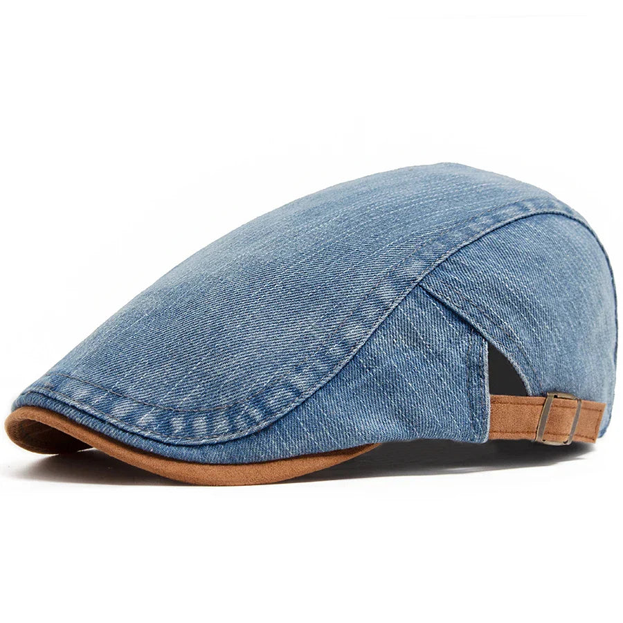 Ryland | Heren denim flatcap – casual newsboy-hoed