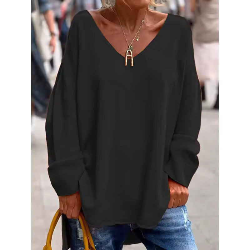 Yvette | Elegante losse blouse met V-hals voor dames – Lichtgewicht soepelvallende top